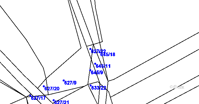 Parcela st. 645/18 v KÚ Rovná u Hořepníku, Katastrální mapa