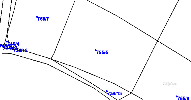 Parcela st. 755/5 v KÚ Rovná u Hořepníku, Katastrální mapa