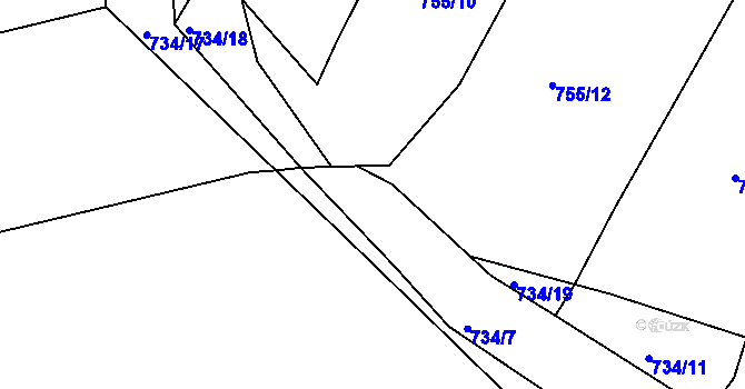 Parcela st. 755/11 v KÚ Rovná u Hořepníku, Katastrální mapa