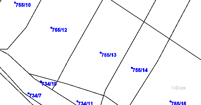 Parcela st. 755/13 v KÚ Rovná u Hořepníku, Katastrální mapa