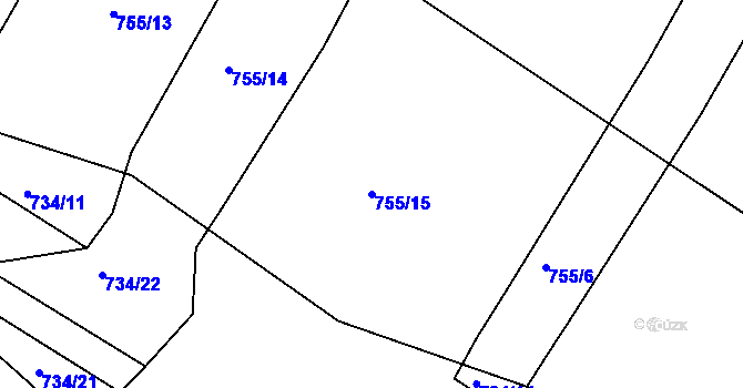 Parcela st. 755/15 v KÚ Rovná u Hořepníku, Katastrální mapa