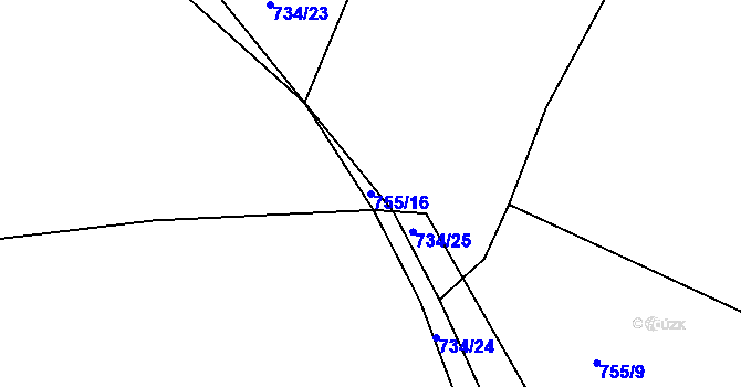 Parcela st. 755/16 v KÚ Rovná u Hořepníku, Katastrální mapa