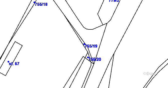 Parcela st. 755/19 v KÚ Rovná u Hořepníku, Katastrální mapa