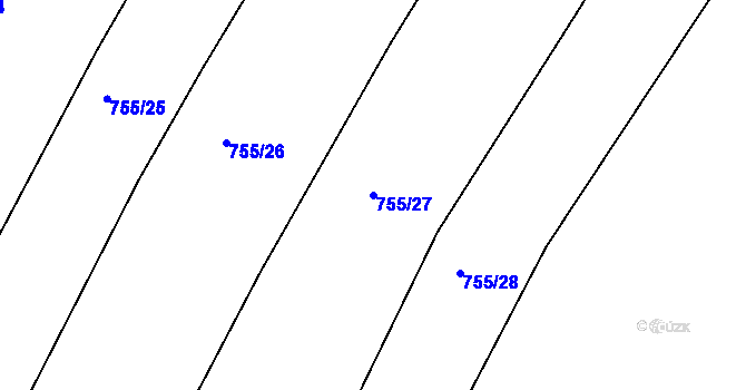Parcela st. 755/27 v KÚ Rovná u Hořepníku, Katastrální mapa