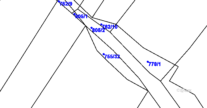 Parcela st. 755/32 v KÚ Rovná u Hořepníku, Katastrální mapa