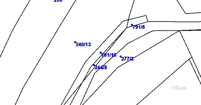 Parcela st. 791/16 v KÚ Rovná u Hořepníku, Katastrální mapa