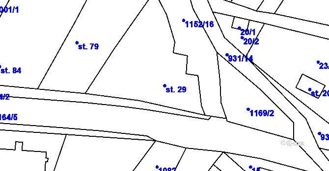 Parcela st. 29 v KÚ Hořesedly, Katastrální mapa