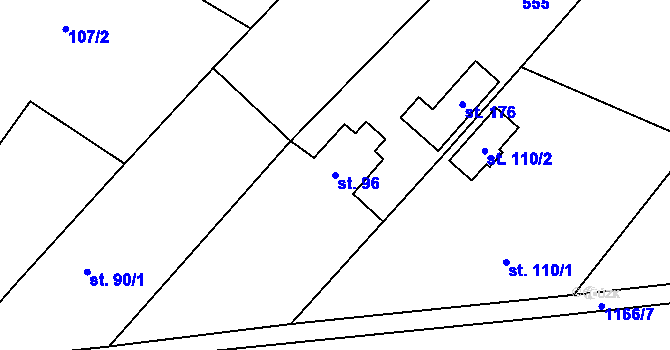 Parcela st. 96 v KÚ Hořesedly, Katastrální mapa