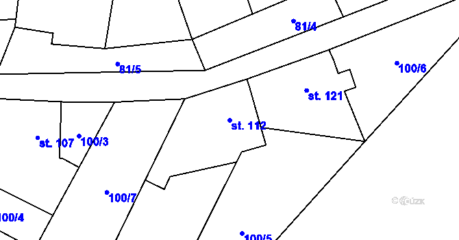 Parcela st. 112 v KÚ Hořesedly, Katastrální mapa