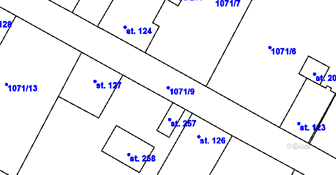Parcela st. 1071/9 v KÚ Hořesedly, Katastrální mapa
