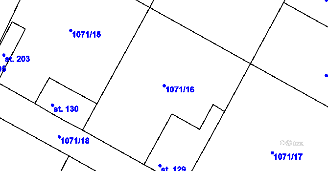 Parcela st. 1071/16 v KÚ Hořesedly, Katastrální mapa
