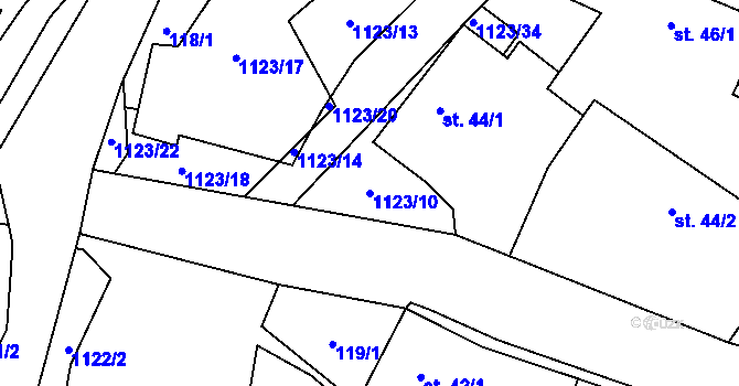 Parcela st. 1123/10 v KÚ Hořesedly, Katastrální mapa