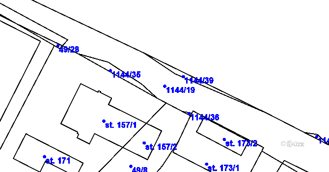 Parcela st. 1144/19 v KÚ Hořesedly, Katastrální mapa
