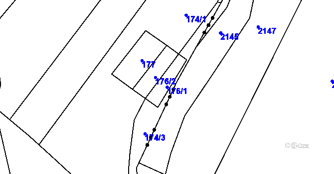 Parcela st. 176/1 v KÚ Hořesedly, Katastrální mapa
