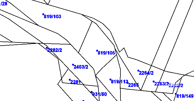 Parcela st. 819/105 v KÚ Hořesedly, Katastrální mapa