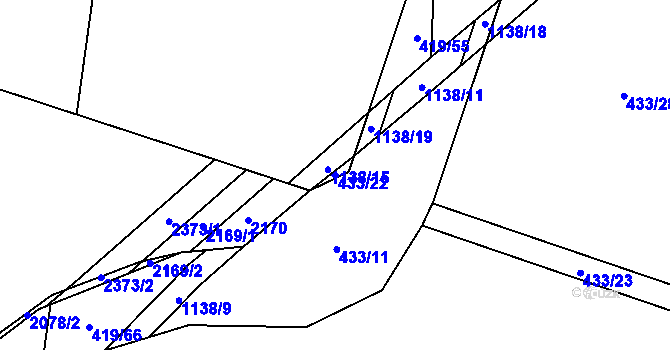 Parcela st. 433/22 v KÚ Hořesedly, Katastrální mapa