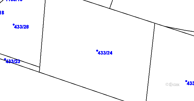 Parcela st. 433/24 v KÚ Hořesedly, Katastrální mapa
