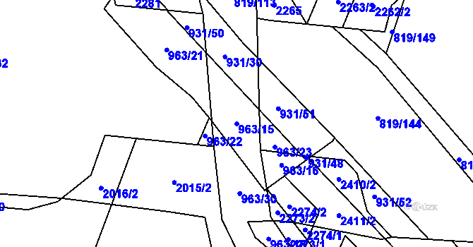 Parcela st. 963/15 v KÚ Hořesedly, Katastrální mapa