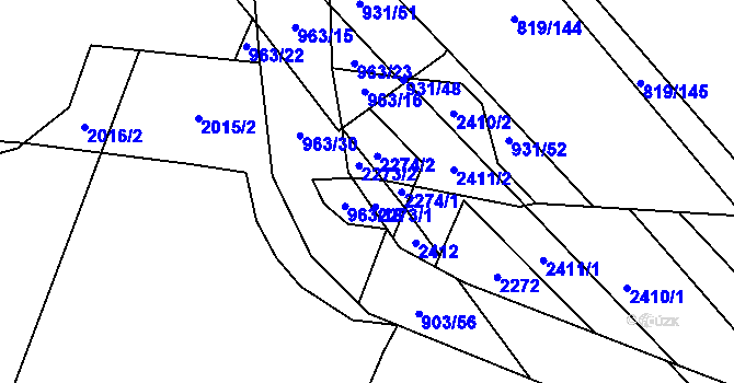 Parcela st. 963/17 v KÚ Hořesedly, Katastrální mapa