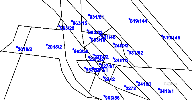 Parcela st. 963/19 v KÚ Hořesedly, Katastrální mapa