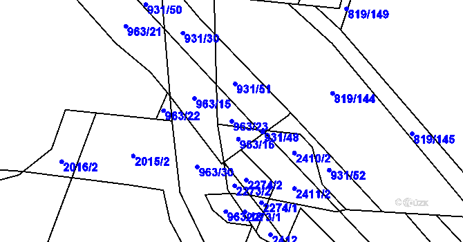 Parcela st. 963/23 v KÚ Hořesedly, Katastrální mapa
