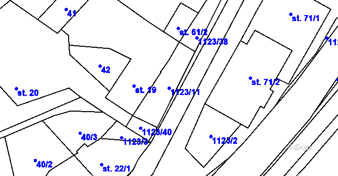 Parcela st. 1123/11 v KÚ Hořesedly, Katastrální mapa