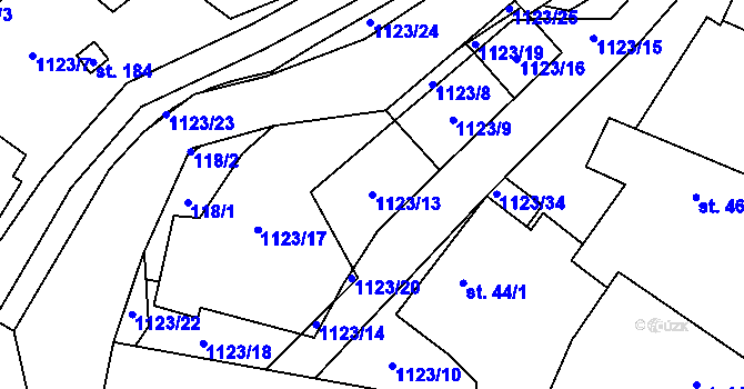 Parcela st. 1123/13 v KÚ Hořesedly, Katastrální mapa