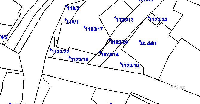 Parcela st. 1123/14 v KÚ Hořesedly, Katastrální mapa