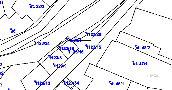 Parcela st. 1123/15 v KÚ Hořesedly, Katastrální mapa