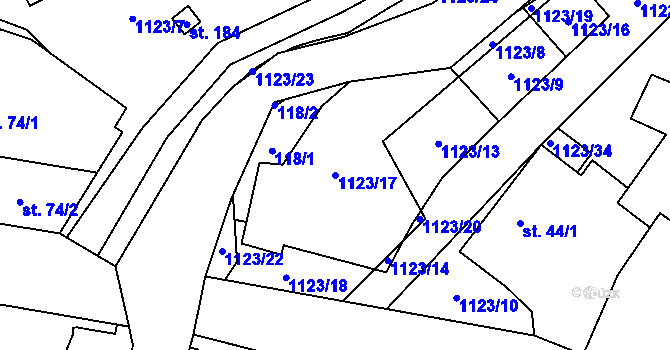 Parcela st. 1123/17 v KÚ Hořesedly, Katastrální mapa