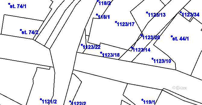 Parcela st. 1123/18 v KÚ Hořesedly, Katastrální mapa