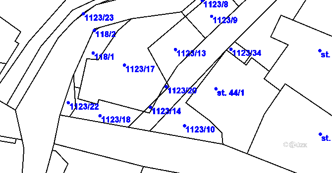 Parcela st. 1123/20 v KÚ Hořesedly, Katastrální mapa