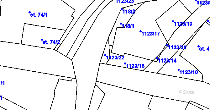 Parcela st. 1123/22 v KÚ Hořesedly, Katastrální mapa