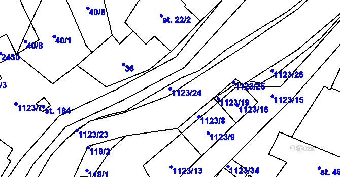Parcela st. 1123/24 v KÚ Hořesedly, Katastrální mapa