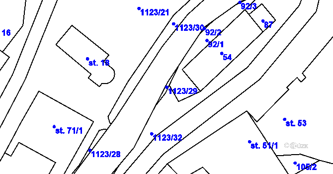Parcela st. 1123/29 v KÚ Hořesedly, Katastrální mapa