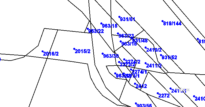 Parcela st. 963/30 v KÚ Hořesedly, Katastrální mapa