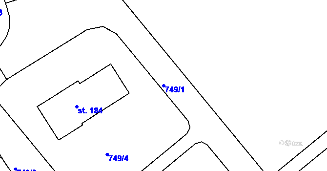 Parcela st. 749/1 v KÚ Hořešovice, Katastrální mapa