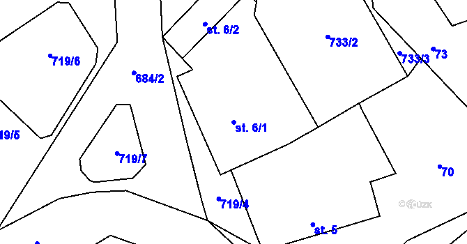 Parcela st. 6/1 v KÚ Hořešovice, Katastrální mapa
