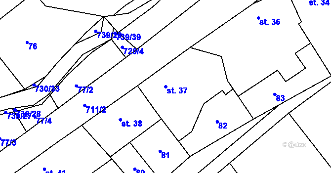 Parcela st. 37 v KÚ Hořešovice, Katastrální mapa