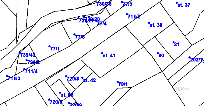 Parcela st. 41 v KÚ Hořešovice, Katastrální mapa