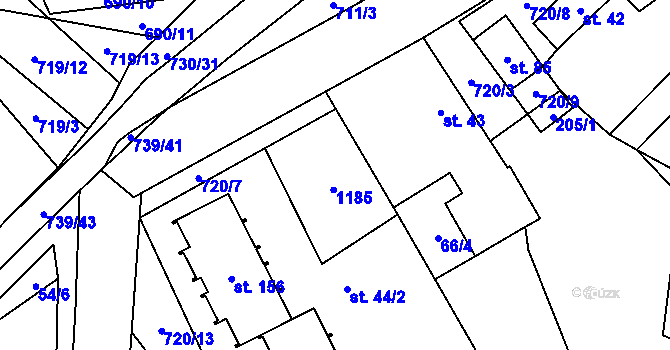 Parcela st. 44/1 v KÚ Hořešovice, Katastrální mapa