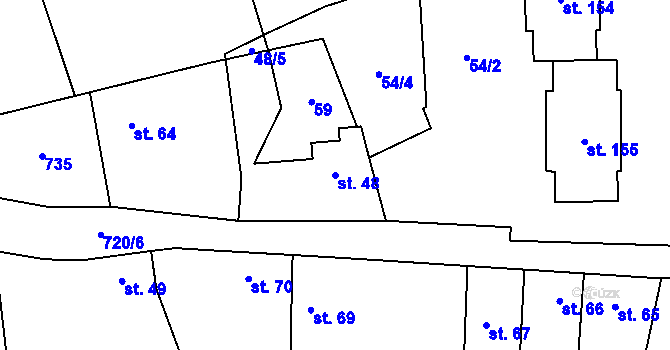 Parcela st. 48 v KÚ Hořešovice, Katastrální mapa