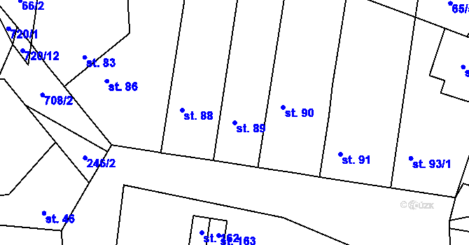 Parcela st. 89 v KÚ Hořešovice, Katastrální mapa