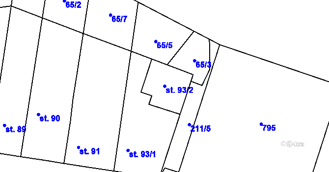 Parcela st. 93/2 v KÚ Hořešovice, Katastrální mapa