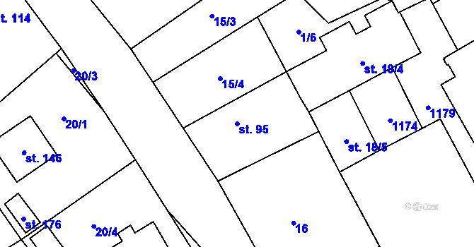 Parcela st. 95 v KÚ Hořešovice, Katastrální mapa