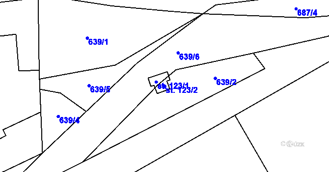 Parcela st. 123/2 v KÚ Hořešovice, Katastrální mapa
