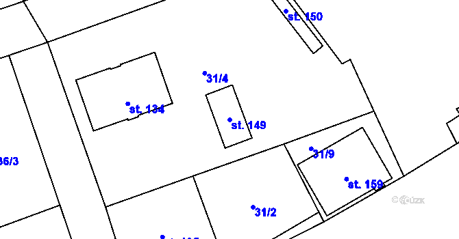 Parcela st. 149 v KÚ Hořešovice, Katastrální mapa