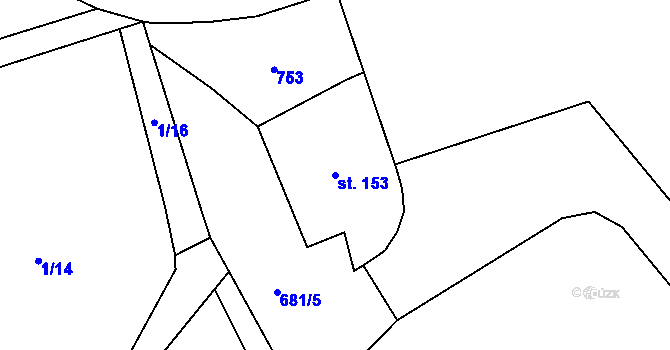 Parcela st. 153 v KÚ Hořešovice, Katastrální mapa