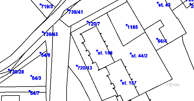 Parcela st. 156 v KÚ Hořešovice, Katastrální mapa