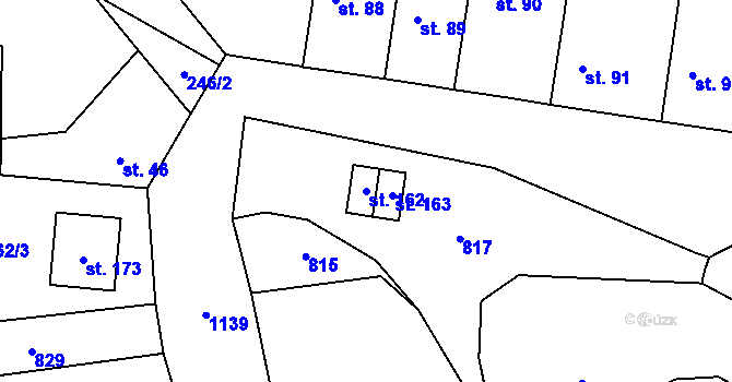 Parcela st. 162 v KÚ Hořešovice, Katastrální mapa